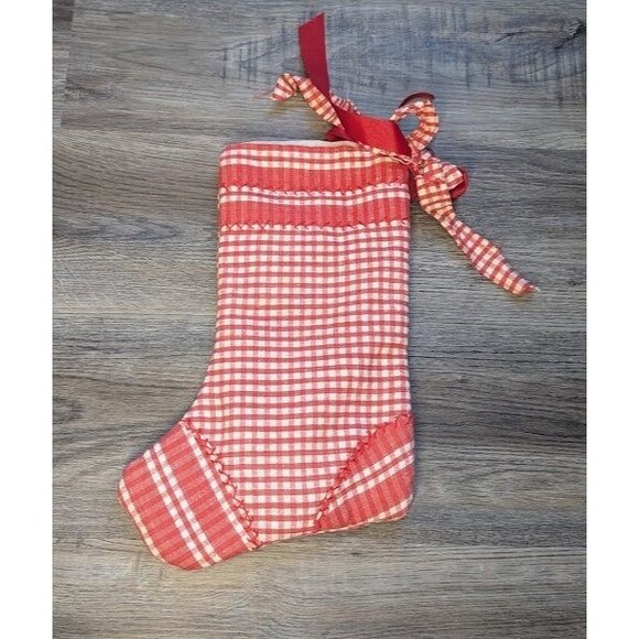 Vintage Handmade Red Gingham Christmas Stocking 13" - Picture 2 of 4